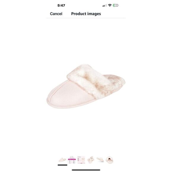 Jessica Simpson Pink and White Plush memory foam anti-slip Faux Fur slippers.fit - Picture 6 of 7